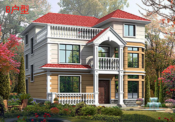 140平新農(nóng)村三層房屋設(shè)計(jì)圖，含外觀效果圖