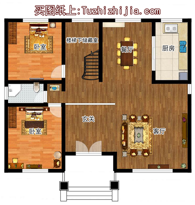 140平方米歐式三層別墅建筑設計圖紙,復式結構