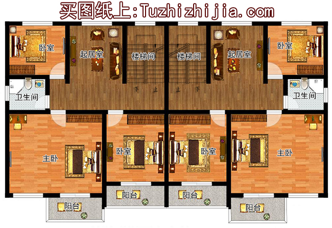 200平方米穩重大氣三層雙拼別墅建筑設計圖紙，含效果圖