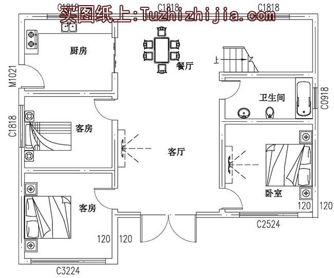  農村15萬元二層小樓設計圖，外觀簡潔、樸素，造價低