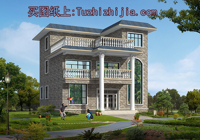 三層平屋頂別墅房屋設計圖及外觀效果圖