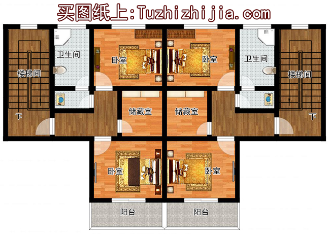 兄弟兩戶雙拼房屋設計圖及外觀圖片，戶型合理