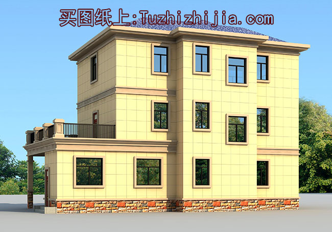 大氣的美式三層別墅設計圖，外觀效果圖氣派、美觀