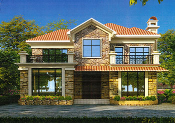 二層美式自建別墅設計圖，全套施工圖+外觀效果圖