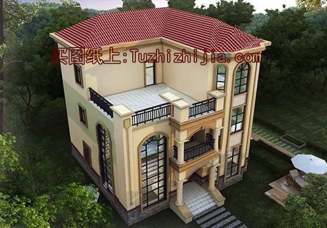 新農村三層自建樓房設計圖，帶大露臺，外觀大氣