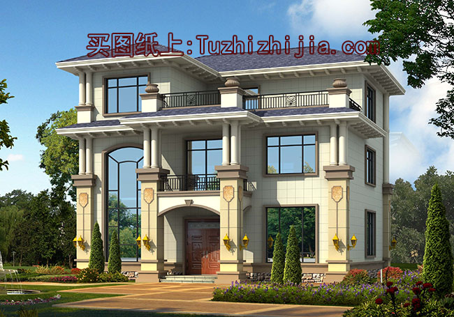 140平三層自建房別墅設計圖,外觀圖大氣、美觀