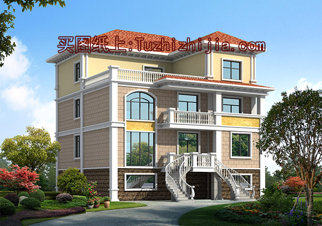 三層半復(fù)式別墅設(shè)計(jì)方案，全套設(shè)計(jì)圖+效果圖