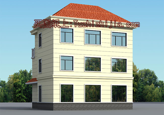 帶車庫現(xiàn)代三層樓房設(shè)計圖,外觀效果圖時尚、美觀