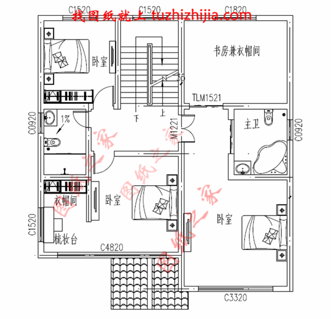 130平米徽式古典風格的三層自建房屋別墅設計圖紙,戶型合極佳,適合居住