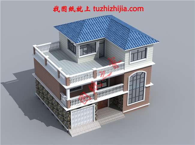 帶車庫現代三層房屋別墅設計圖,占地110平米左右,功能齊全