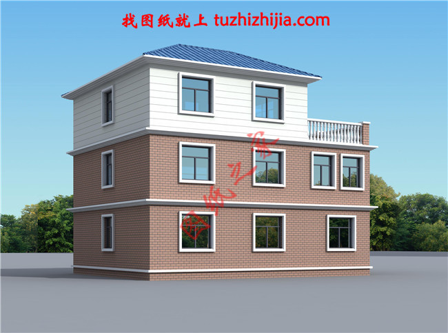 帶車庫現代三層房屋別墅設計圖,占地110平米左右,功能齊全