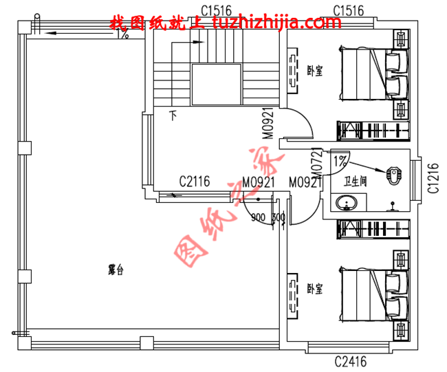 帶車庫現代三層房屋別墅設計圖,占地110平米左右,功能齊全