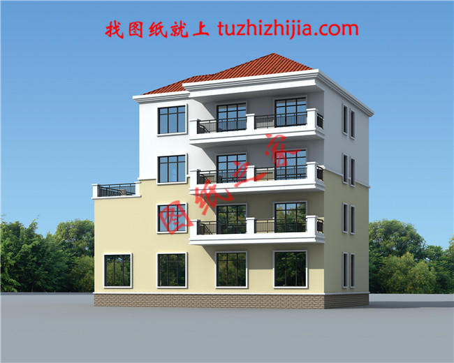 四層豪簡歐風格的自建房屋造型,客廳中空,旋轉樓梯,二三四層都帶有露臺