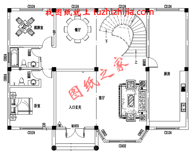 四層豪簡歐風格的自建房屋造型,客廳中空,旋轉樓梯,二三四層都帶有露臺