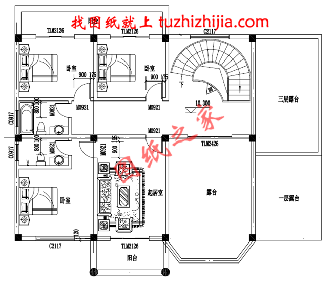 四層豪簡歐風格的自建房屋造型,客廳中空,旋轉樓梯,二三四層都帶有露臺