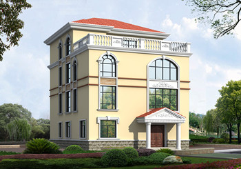 最新款高端大氣四層小別墅設(shè)計圖，一層客廳挑空設(shè)計，給您十足的空間感