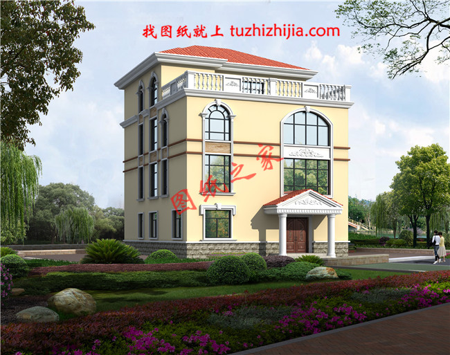 最新款高端大氣四層小別墅設計圖，一層客廳挑空設計，給您十足的空間感