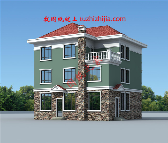 150平米簡(jiǎn)單大方的三層農(nóng)村自建房設(shè)計(jì)圖，坡層頂，色彩鮮明，布局合理實(shí)用