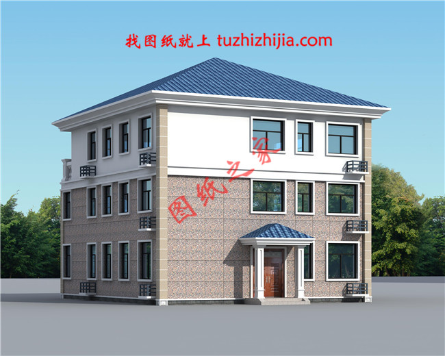 全套三層農村房屋設計圖紙,客廳中空,大大的窗戶,采光極好,外觀上十分耐看