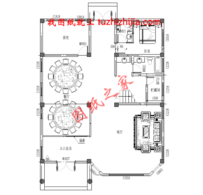全套三層農村房屋設計圖紙,客廳中空,大大的窗戶,采光極好,外觀上十分耐看