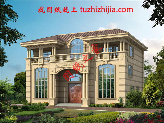 三層農(nóng)村自建房別墅設(shè)計圖紙，大廳中空，外觀高端大氣