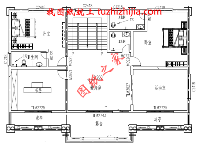 三層農(nóng)村自建房別墅設(shè)計圖紙，大廳中空，外觀高端大氣