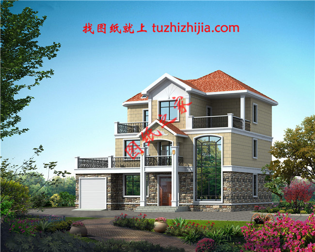 帶車庫三層自建別墅設計圖紙,客廳中空,外觀洋氣時尚,這款戶型非常受歡迎