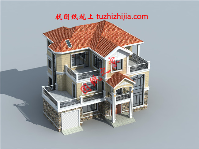 帶車庫三層自建別墅設計圖紙,客廳中空,外觀洋氣時尚,這款戶型非常受歡迎