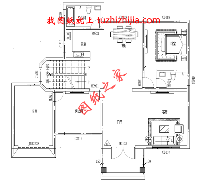 帶車庫三層自建別墅設計圖紙,客廳中空,外觀洋氣時尚,這款戶型非常受歡迎