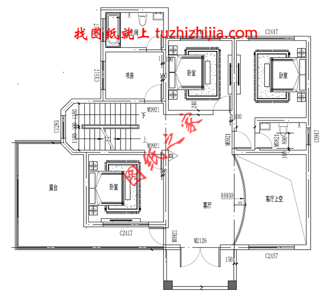 帶車庫三層自建別墅設計圖紙,客廳中空,外觀洋氣時尚,這款戶型非常受歡迎