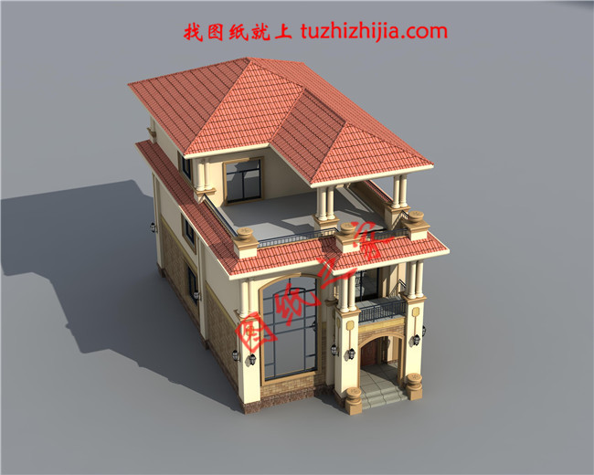 歐式農村三層小別墅設計圖，占地120平米，客廳中空，空間利用率高