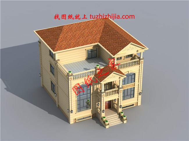 簡歐式三層小別墅設計圖,帶地下室,客廳中空,占地150平米