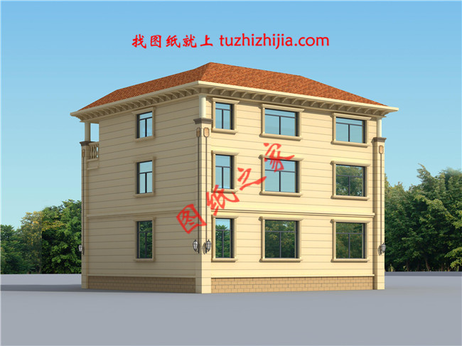 簡歐式三層小別墅設計圖,帶地下室,客廳中空,占地150平米