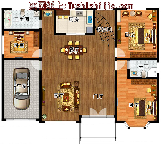140平方米新農(nóng)村自建二層樓房設(shè)計(jì)圖紙及效果圖,15x11米
