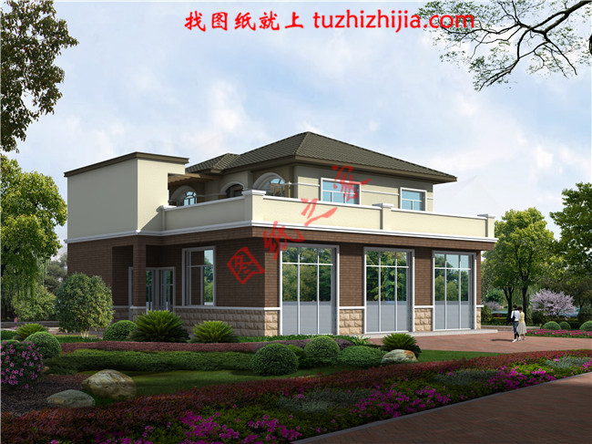 二層別墅設計圖紙及效果圖，占地200平米，外觀精致優雅，小有情調