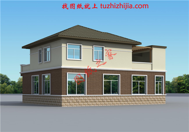 二層別墅設計圖紙及效果圖，占地200平米，外觀精致優雅，小有情調