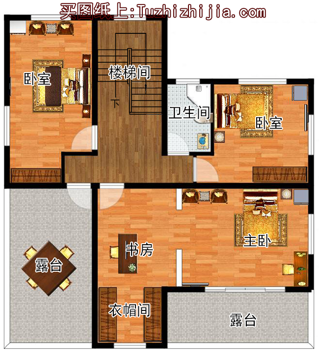 130平方米農村兩層房屋施工圖紙及效果圖占地面積：