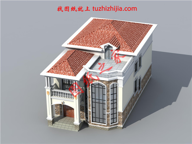 農(nóng)村二層小別墅自建房屋設(shè)計(jì)圖，客廳中空，占地150平米