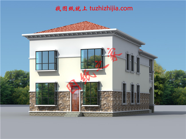 農(nóng)村二層小別墅自建房屋設(shè)計(jì)圖，客廳中空，占地150平米