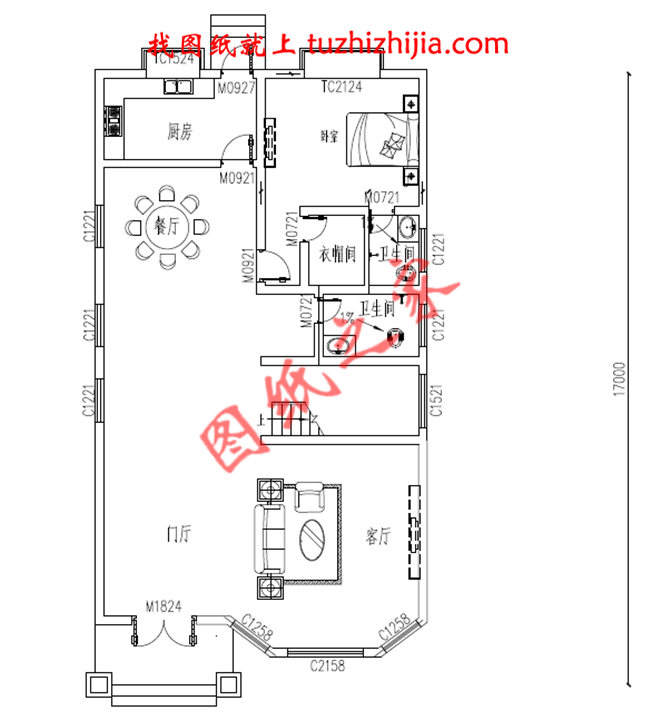 農(nóng)村二層小別墅自建房屋設(shè)計(jì)圖，客廳中空，占地150平米