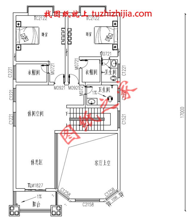 農(nóng)村二層小別墅自建房屋設(shè)計(jì)圖，客廳中空，占地150平米