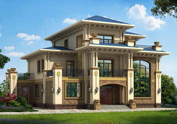 歐式豪華三層別墅設計圖，占地面積170平米，高端大氣帶露臺