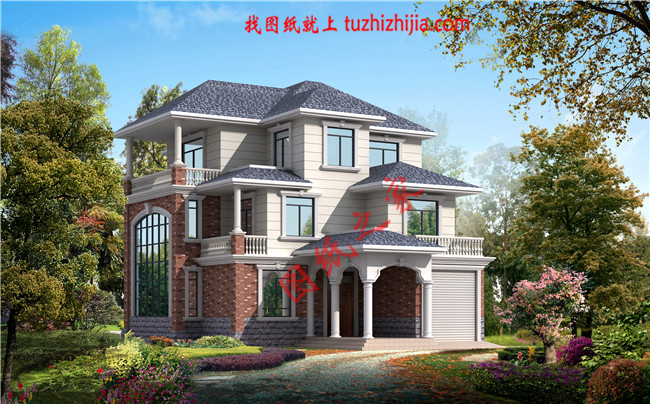 帶車庫三層農村小別墅設計圖,最新的設計,款式新穎