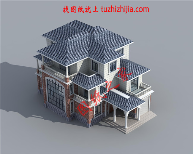 帶車庫三層農村小別墅設計圖,最新的設計,款式新穎