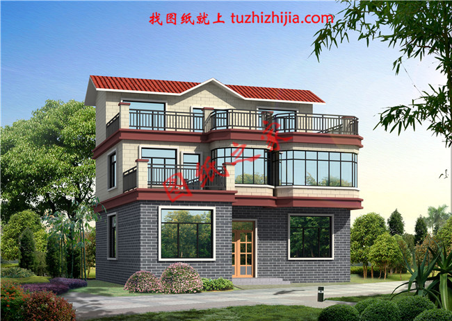 新農村三層自建房屋設計圖，占地120平米，工藝簡單