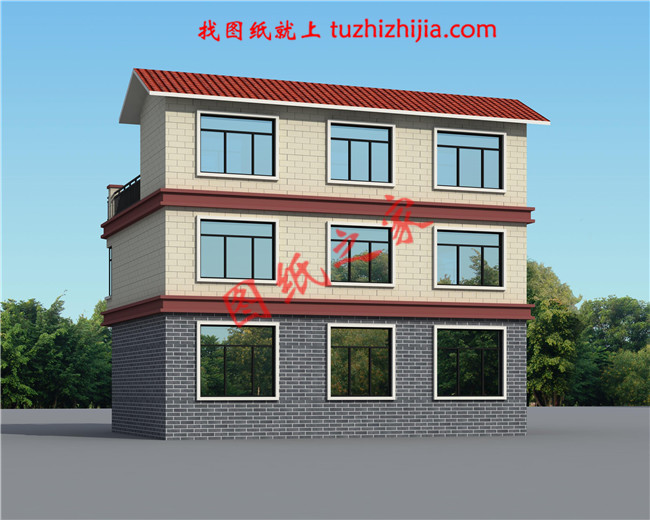 新農村三層自建房屋設計圖，占地120平米，工藝簡單