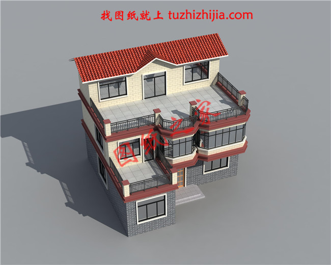 新農村三層自建房屋設計圖，占地120平米，工藝簡單
