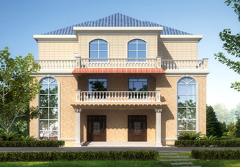 兄弟雙拼三層小別墅圖紙，占地210平米，單戶105平米，客廳中空