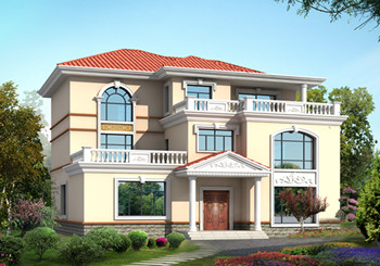 3層新農村房屋設計圖紙及效果圖，寬敞明亮，色彩搭配柔和，平米數較大