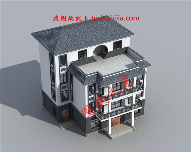 古典韻味的四層房屋設(shè)計圖，占地140平米左右，這樣的外觀配上紅木家具豈不美哉